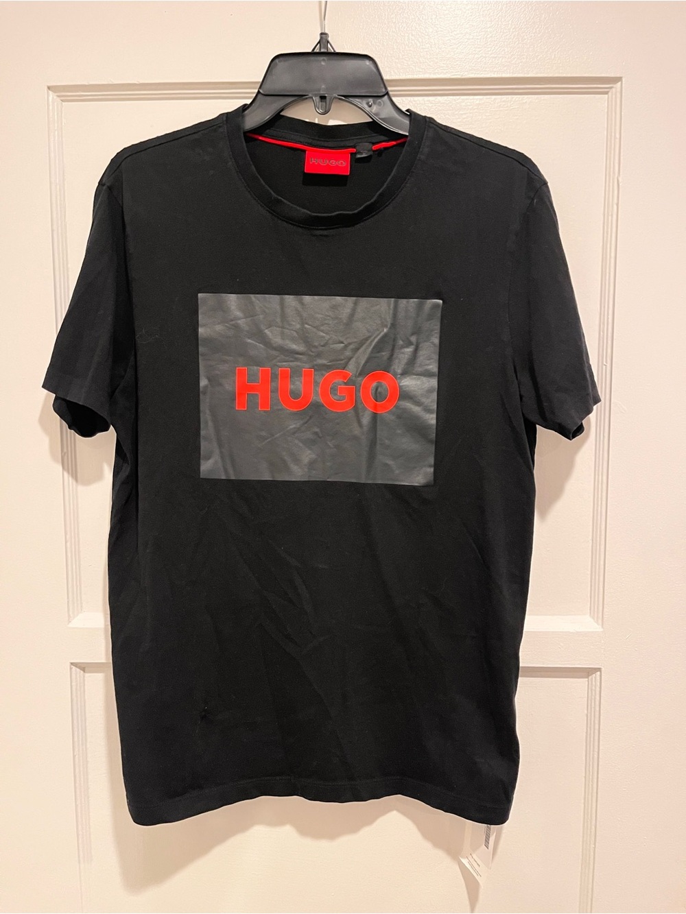 HUGO Black Short-Sleeve Tee with Red Logo